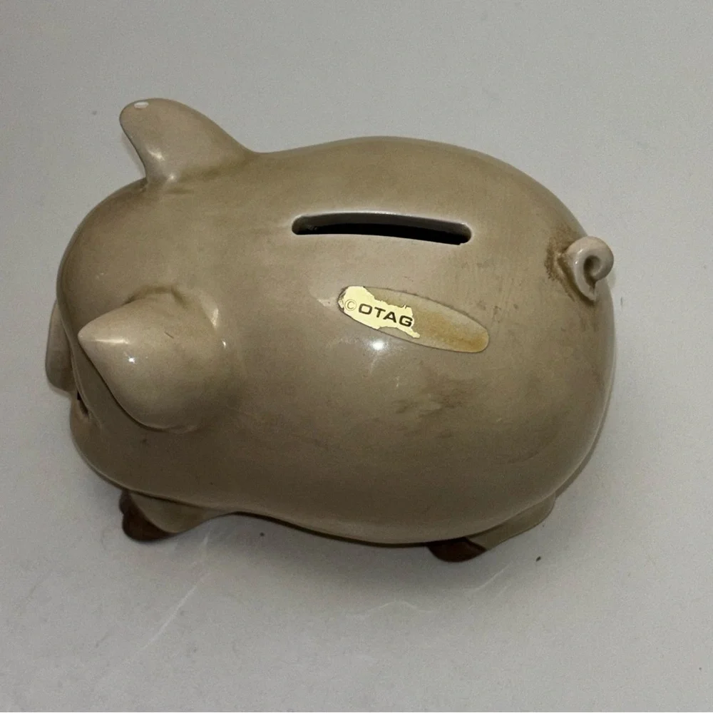 Otagiri OMC Japan vintage ceramic piggy bank /coin bank with adorable expression - Picture 5 of 8